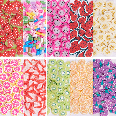 10 Styles Fruit Handmade Polymer Clay Nail Art Decoration CLAY-CJ0001-34-1