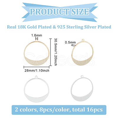 BENECREAT 16Pcs 2 Colors Brass Pendants KK-BC0011-21-1