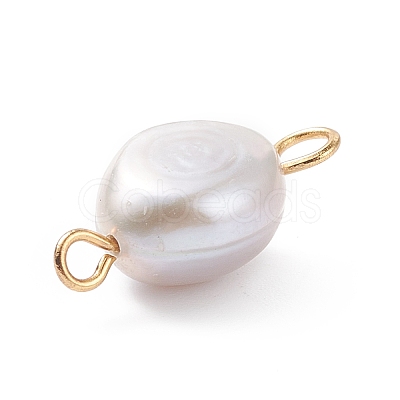 Potato Natural Cultured Freshwater Pearl Connector Charms PALLOY-JF01924-1