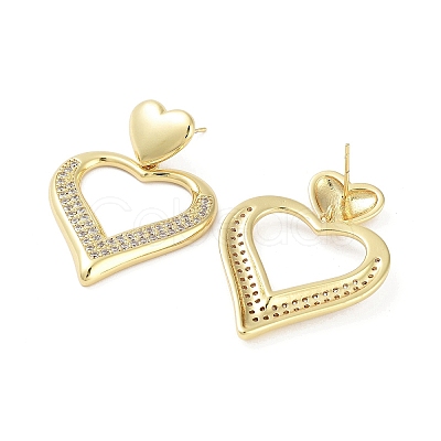 Rack Plating Brass Micro Pave Cubic Zirconia Studs Earrings EJEW-B047-03G-07-1