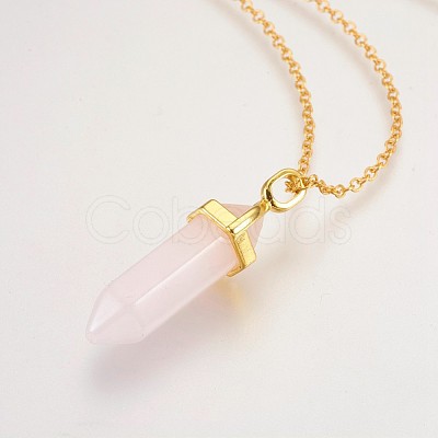 Natural Rose Quartz Pendant Necklaces NJEW-JN02216-1