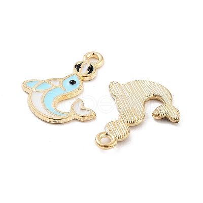 Light Gold Plated Alloy Enamel Pendants ENAM-M219-11KCG-01-1