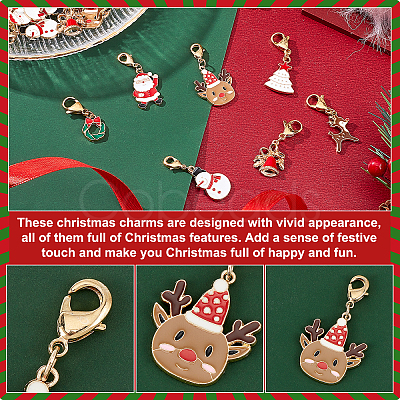 AHADERMAKER 28Pcs 7 Style Christmas Theme Alloy Enamel Pendants HJEW-GA0001-15-1