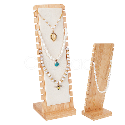 Detachable Wood Slant Back Necklace Display Stands NDIS-WH0009-16B-1