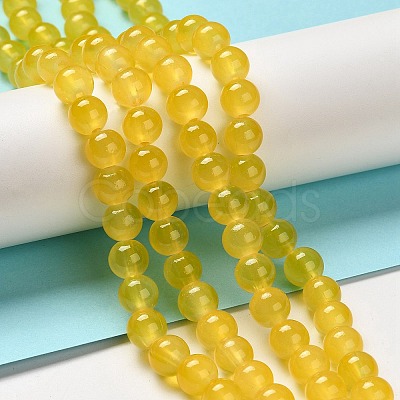 Baking Painted Imitation Jade Glass Round Bead Strands DGLA-Q021-8mm-30-1