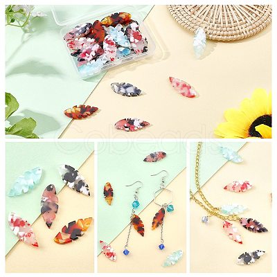 PandaHall Elite 30Pcs 5 Colors Cellulose Acetate(Resin) Pendants KY-PH0001-35-1