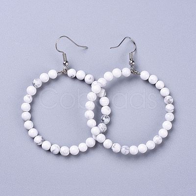 Natural Howlite Dangle Earrings X-EJEW-K077-A17-1