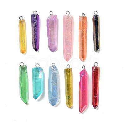 Electroplated Natural Quartz Pendants G-P315-B01-P-1