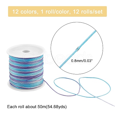 ARRICRAFT 12 Rolls 12 Colors Chinlon Cord OCOR-AR0001-18-1