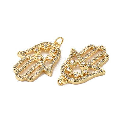 Rack Plating Brass Pave Cubic Zirconia Pendants KK-O142-50G-1