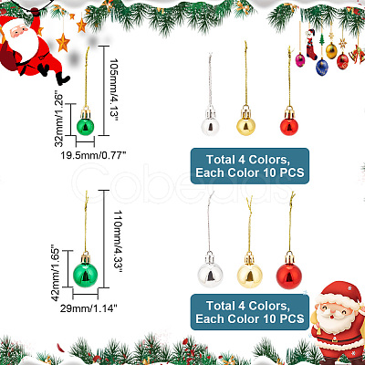 AHADERMAKER 80Pcs 8 Style Christmas Ball Plastic Hanging Ornament AJEW-GA0006-02-1