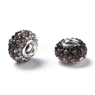 Two Tone Grade A Rhinestone Resin European Beads for Charm Bracelets X-RPDL-RPDL-N007-12-1