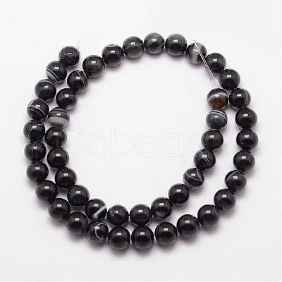 Natural Black Agate Bead Strands G-K166-13-10mm-05-1