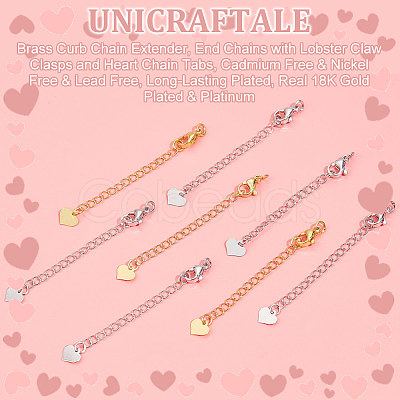 Unicraftale 20Pcs 2 Colors Brass Curb Chain Extender KK-UN0001-79-1