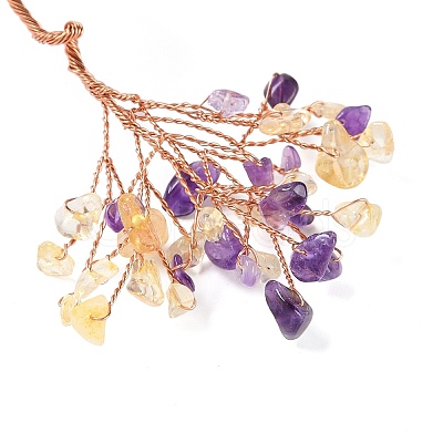 Natural Citrine & Amethyst Chips Tree Decorations DJEW-S001-01E-1