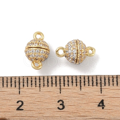 Rack Plating Brass Micro Pave Cubic Zirconia Magnetic Clasps with Loops KK-A224-11G-1