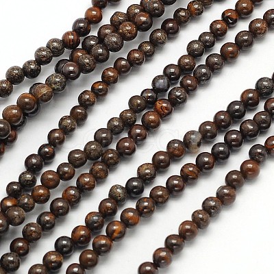 Natural Bronzite Round Beads Strands G-N0166-32-4mm-1