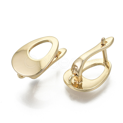 Brass Hoop Earring Findings with Latch Back Closure KK-S348-509-NF-1