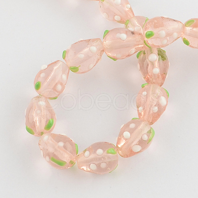 Handmade Lampwork 3D Strawberry Beads LAMP-R109B-16-1