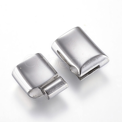 Tarnish Resistant Polished 304 Stainless Steel Magnetic Clasps with Glue-in Ends STAS-G101-46P-1