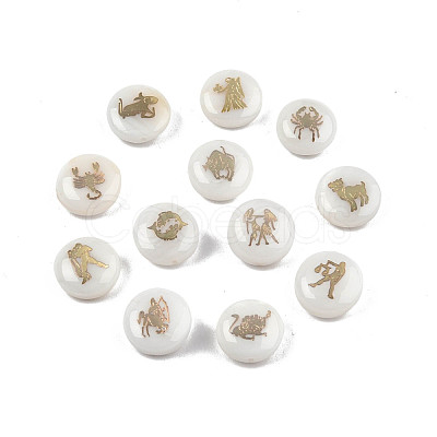 12Pcs 12 Patterns Natural Freshwater Shell Beads SHEL-N003-32-1