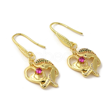 Mother & Baby Rack Plating Brass Micro Pave Cubic Zirconia Dangle Earrings EJEW-C090-04G-1