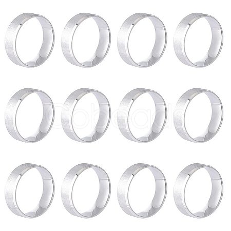 Unicraftale 12Pcs 201 Stainless Steel Plain Band Ring for Men Women RJEW-UN0002-44B-1