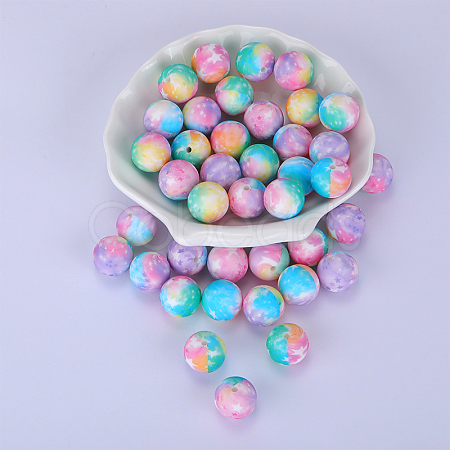 Printed Round Silicone Focal Beads SI-JX0056A-31-1