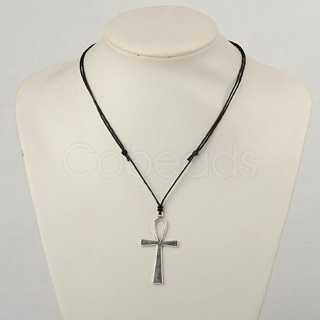 Vintage Ankh Cross Necklaces for Easter NJEW-JN00565-03-1