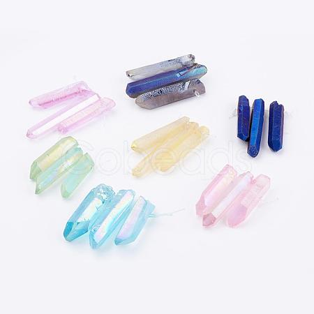 Electroplated Natural Quartz Crystal Graduated Beads Strands G-P315-A-1