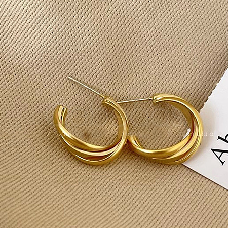 Stainless Steel Twists Hoop Earrings KE6897-1-1