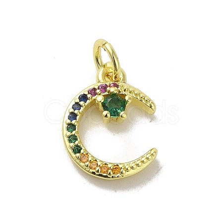 Real 18K Gold Plated Brass Pave Cubic Zirconia Pendants KK-M283-01B-02-1