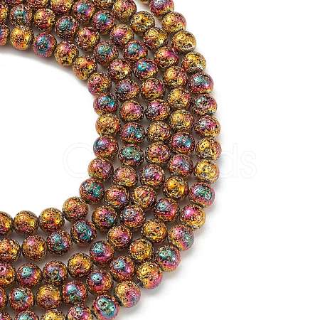 Electroplated Natural Lava Rock Beads Strands X-G-S352-30D-07-1