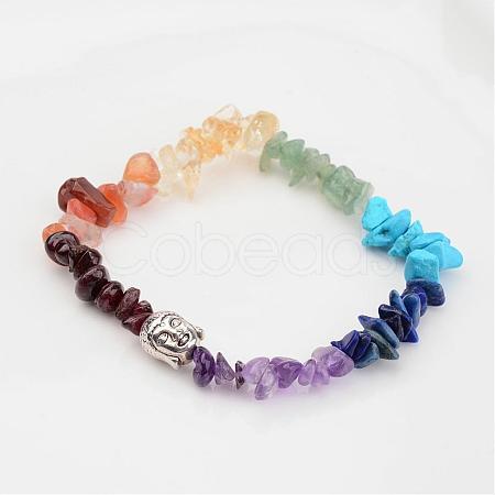 Chakra Natural Gemstone Beaded Stretch Bracelets BJEW-JB02324-02-1