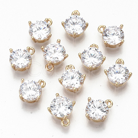 Brass Glass Rhinestone Charms GLAA-S179-33-RS-1