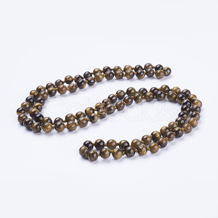 Natural Tiger Eye Beaded Necklaces NJEW-P202-36-A31-1