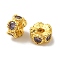 Brass Micro Pave Cubic Zirconia Beads, Long-Lasting Plated, Cadmium Free & Lead Free, Flat Round, Violet, 4.5x2.5mm, Hole: 1.4mm