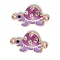 Alloy Enamel Connector Charms, Tortoise Links with Crystal Rhinestone, Light Gold, Cadmium Free & Nickel Free & Lead Free, Medium Orchid, 23x12x3mm, Hole: 1.5mm