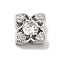 Brass Micro Pave Clear Cubic Zirconia Beads, Flower, Platinum, 9x9x6mm, Hole: 1.6mm