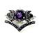 Gothic Purple Crystal Ring with Triple Moon Goddess - Black Diamond Jewelry for Women, Purple, No. 8