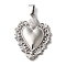 Non-Tarnish 304 Stainless Steel Pendants, Heart Charms, Stainless Steel Color, 40x31x3mm, Hole: 9x5mm