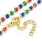 Brass Enamel Column Link Chain Necklaces, Real 18K Gold Plated, Lead Free & Cadmium Free & Nickel Free, Long-Lasting Plated, Colorful, 17.60~18.11 inch(44.7~46cm)