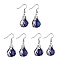 Natural Dyed Lapis Lazuli Palm Dangle Earrings, Platinum Brass Jewelry for Women, 38.5mm, Pin: 0.6mm