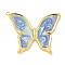 Ion Plating(IP) 304 Stainless Steel Pendants, with Enamel, Real 18K Gold Plated, Butterfly Charm, Medium Slate Blue, 36.5x35x2mm, Hole: 1.5mm