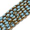 Electroplate Glass Beads Strands, Opaque Solid Color, Half Golden Plated, Faceted, Oval, Light Sky Blue, 7x4.5x3.5mm, Hole: 0.8mm, about 49~51pcs/strand, 12.99''~13.90''(33~35.3cm)