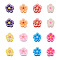 Fashewelry 200Pcs 8 Colors Handmade Polymer Clay Beads, Flower, Mixed Color, 7.5~10x7~11x3.5~5mm, Hole: 1.6mm, 25pcs/color