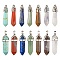 14Pcs 14 Style Chakra Natural & Synthetic Gemstone Pointed Pendants, with Platinum Tone Brass/Alloy Findings, Bullet, 33~45x8~12mm, hole: 3x2mm, 1pc/style