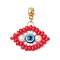 Handmade Glass Seeds European Dangle Charms, Glass Pearl & Resin Evil Eye Loom Large Hole Pendants, Golden, Red, 40mm, Hole: 5mm