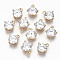 Brass Glass Rhinestone Charms, Long-Lasting Plated, Cadmium Free & Lead Free, Flat Round, Light Gold, Crystal, 12x10x5mm, Hole: 1.4mm