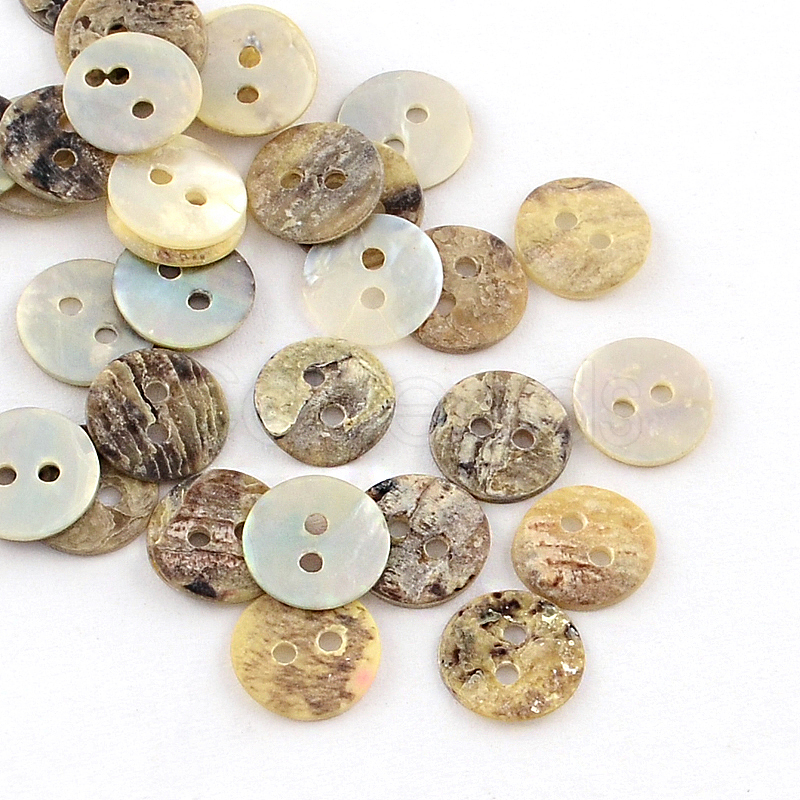 Cheap 2-Hole Flat Round Sea Shell Buttons Online Store - Cobeads.com